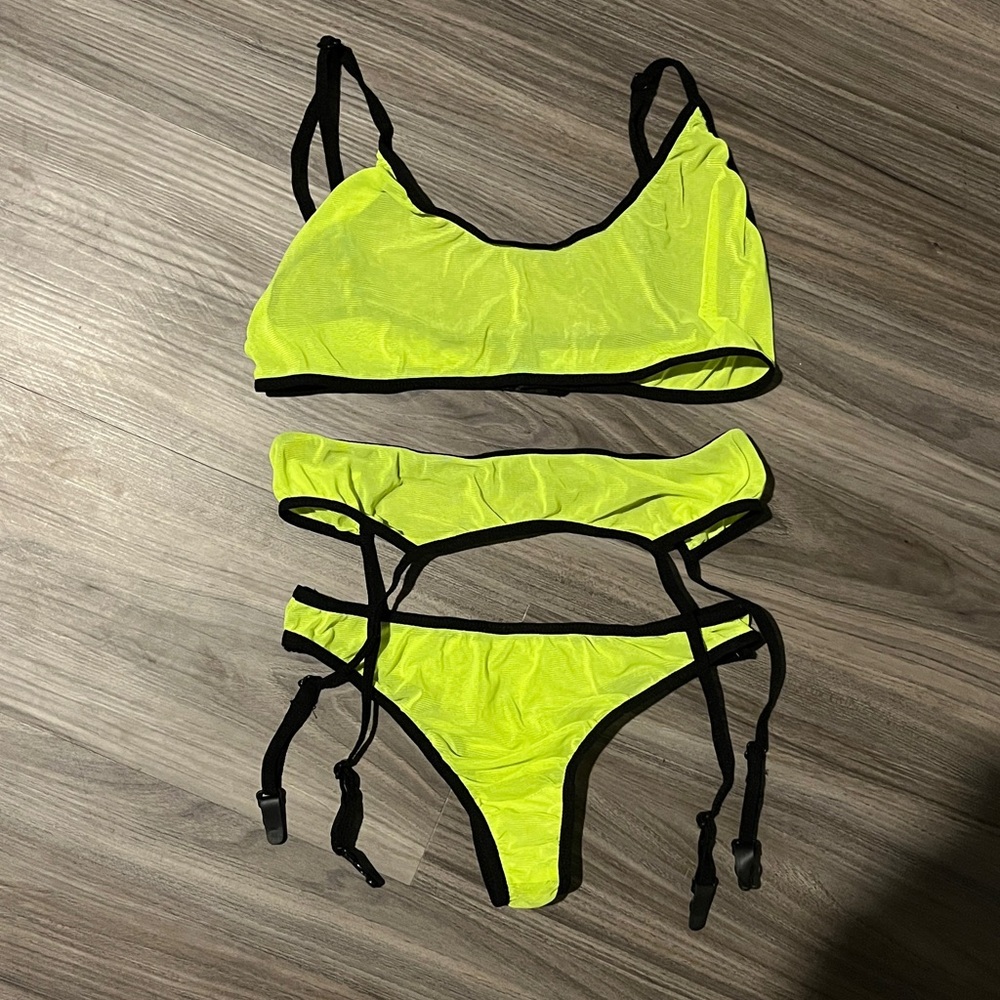 Neon Yellow Strappy Bikini Set